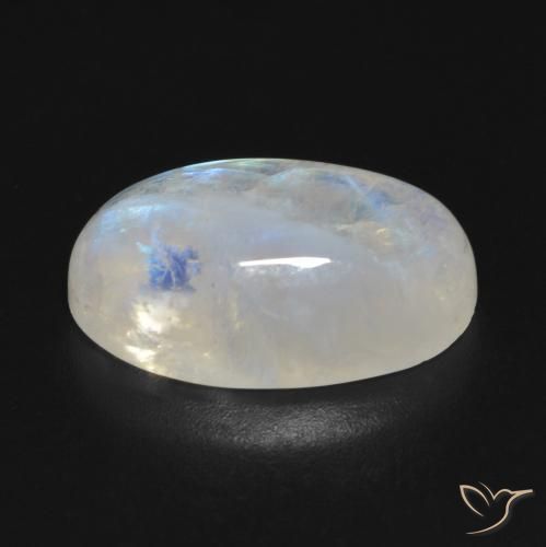 9,17 ctw natürlicher Bläulich-weiß Regenbogenmondstein, Oval, Transparent
