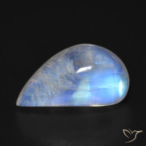 9.48ct Natürlicher Bläulich-weiß Regenbogenmondstein, Fantasie, Transparent