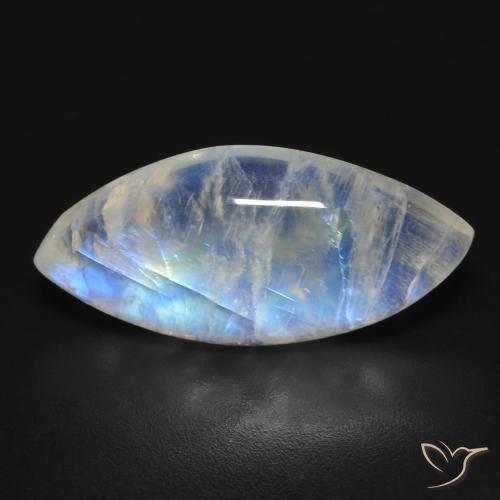8.85ct Natürlicher Bläulich-weiß Regenbogenmondstein, Marquise, Transparent