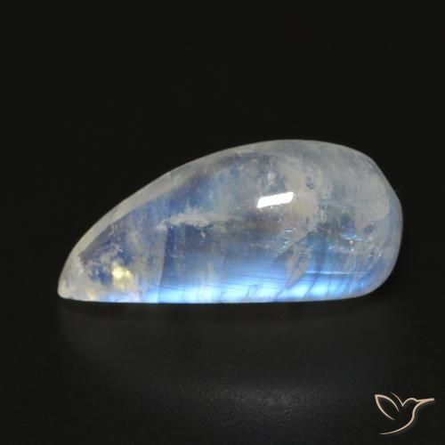 10.24ct Natürlicher Bläulich-weiß Regenbogenmondstein, Fantasie, Transparent