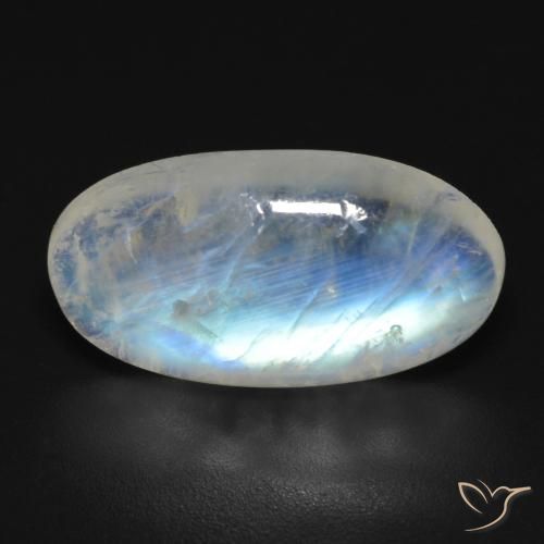 7.73ct Natürlicher Bläulich-weiß Regenbogenmondstein, Oval, Transparent