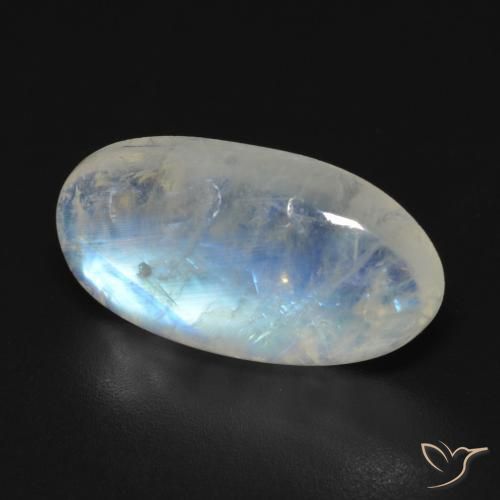 9,17 ctw natürlicher Bläulich-weiß Regenbogenmondstein, Oval, Transparent