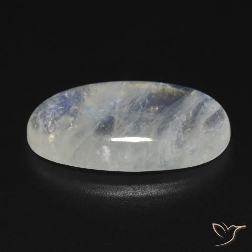 9,17 ctw natürlicher Bläulich-weiß Regenbogenmondstein, Oval, Transparent