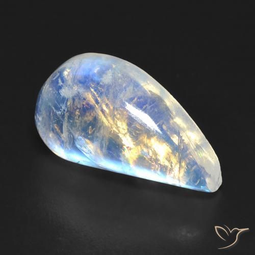 8.58ct Natürlicher Bläulich-weiß Regenbogenmondstein, Fantasie, Transparent
