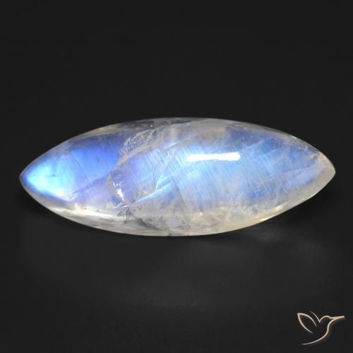 18.53ct Natürlicher Bläulich-weiß Regenbogenmondstein, Marquise, Transparent