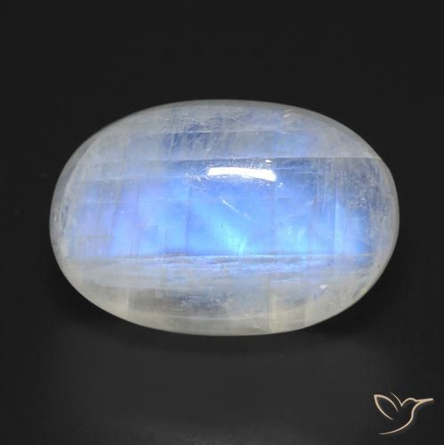 14.30ct Natürlicher Bläulich-weiß Regenbogenmondstein, Oval, Transparent