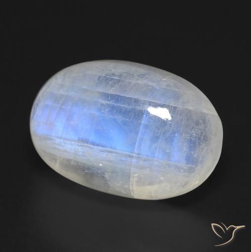 9,17 ctw natürlicher Bläulich-weiß Regenbogenmondstein, Oval, Transparent