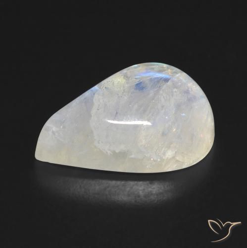9,17 ctw natürlicher Bläulich-weiß Regenbogenmondstein, Birnenform, Transparent