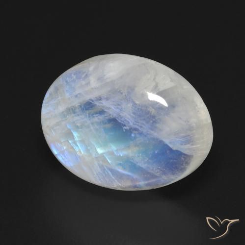 9,17 ctw natürlicher Bläulich-weiß Regenbogenmondstein, Oval, Transparent