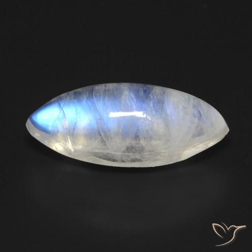 5.72ct Natürlicher Bläulich-weiß Regenbogenmondstein, Marquise, Transparent