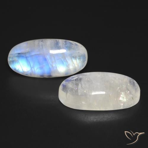 25.93 ct natürliche Bläulich-weiß Regenbogenmondstein-Edelsteine, Oval, Transparent