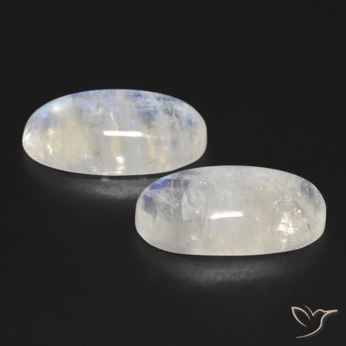 25.93 ct natürliche Bläulich-weiß Regenbogenmondstein-Edelsteine, Oval, Transparent