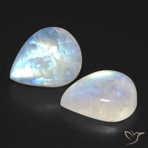 20.52 ct natürliche Bläulich-weiß Regenbogenmondstein-Edelsteine, Birnenform, Transparent