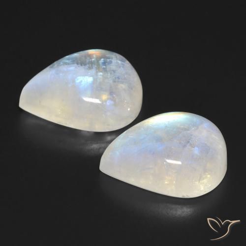 20.52 ct natürliche Bläulich-weiß Regenbogenmondstein-Edelsteine, Birnenform, Transparent