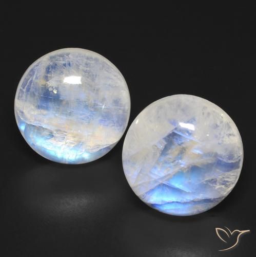 23.45 ct natürliche Bläulich-weiß Regenbogenmondstein-Edelsteine, Runden, Transparent