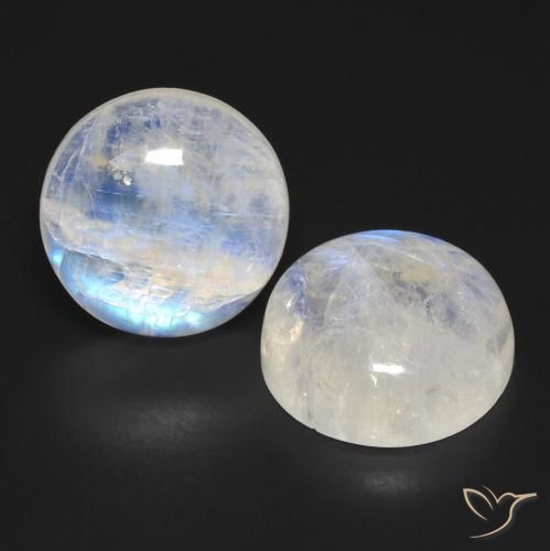 23.45 ct natürliche Bläulich-weiß Regenbogenmondstein-Edelsteine, Runden, Transparent