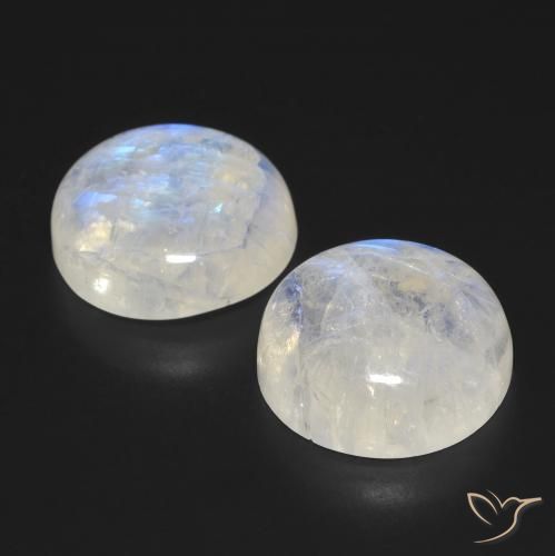 23.45 ct natürliche Bläulich-weiß Regenbogenmondstein-Edelsteine, Runden, Transparent