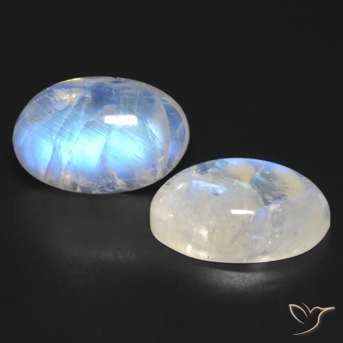 25.23 ct natürliche Bläulich-weiß Regenbogenmondstein-Edelsteine, Oval, Transparent