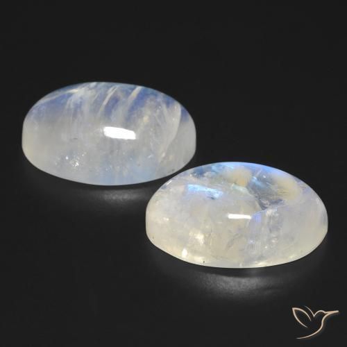 25.23 ct natürliche Bläulich-weiß Regenbogenmondstein-Edelsteine, Oval, Transparent