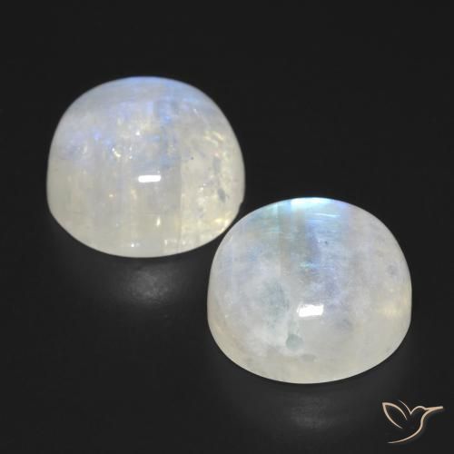 28.22 ct natürliche Bläulich-weiß Regenbogenmondstein-Edelsteine, Runden, Transparent