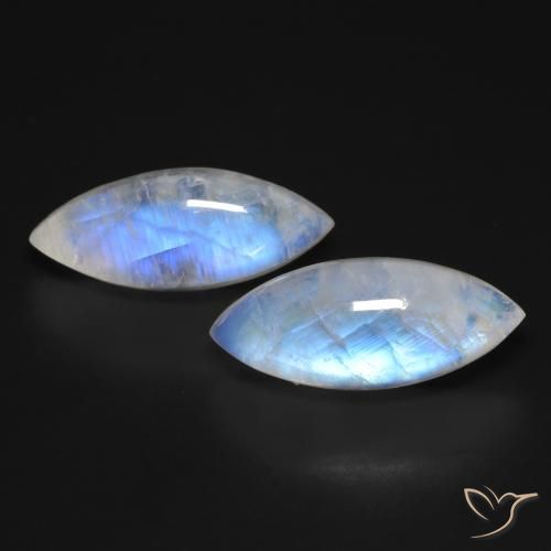 17.95ctw Natürlicher Bläulich-weiß Regenbogenmondstein, Marquise, Transparent