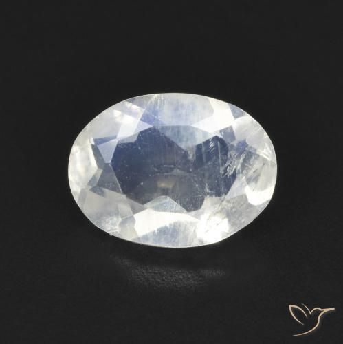 1.09ct Natürlicher Bläulich-weiß Regenbogenmondstein, Oval, Transparent