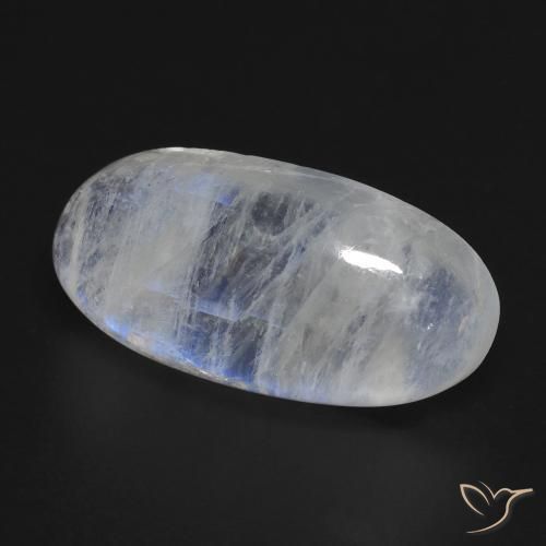 9,17 ctw natürlicher Bläulich-weiß Regenbogenmondstein, Oval, Transparent