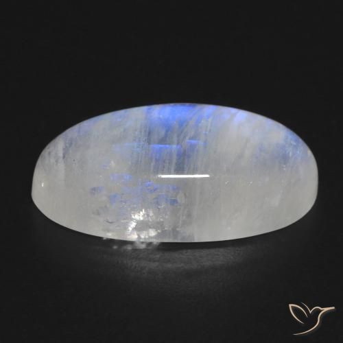9,17 ctw natürlicher Bläulich-weiß Regenbogenmondstein, Oval, Transparent