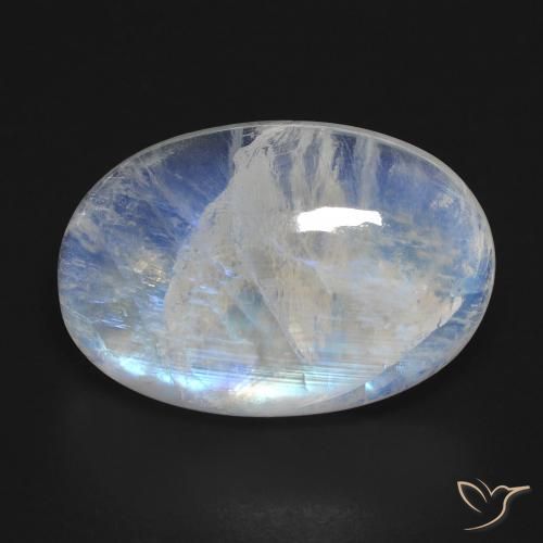 18.43ct Natürlicher Bläulich-weiß Regenbogenmondstein, Oval, Transparent