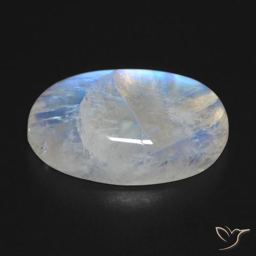 9,17 ctw natürlicher Bläulich-weiß Regenbogenmondstein, Oval, Transparent