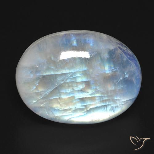 27.24ct Natürlicher Bläulich-weiß Regenbogenmondstein, Oval, Transparent