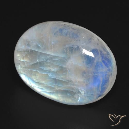 9,17 ctw natürlicher Bläulich-weiß Regenbogenmondstein, Oval, Transparent