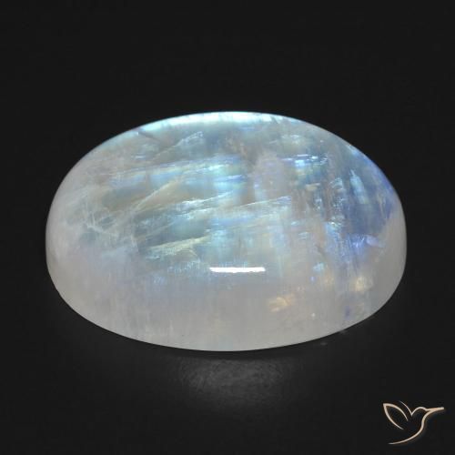 9,17 ctw natürlicher Bläulich-weiß Regenbogenmondstein, Oval, Transparent