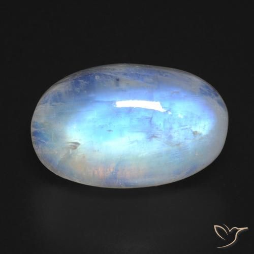 15,84 ctw natürlicher weißer Regenbogen-Mondstein, Oval Schliff, Transparent