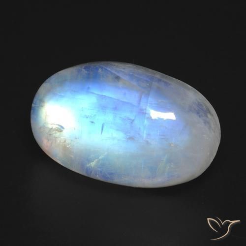 15,84 ctw natürlicher weißer Regenbogen-Mondstein, Oval Schliff, Transparent