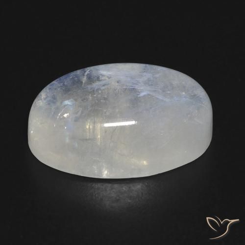 15,84 ctw natürlicher weißer Regenbogen-Mondstein, Oval Schliff, Transparent