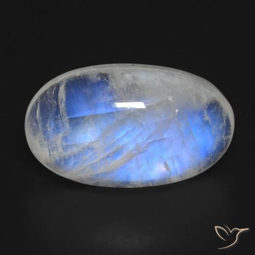 17,81 ctw natürlicher weißer Regenbogen-Mondstein, Oval Schliff, Transparent