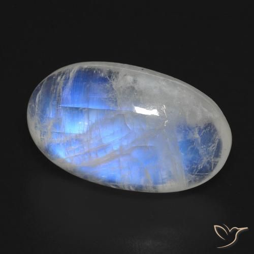 17,81 ctw natürlicher weißer Regenbogen-Mondstein, Oval Schliff, Transparent