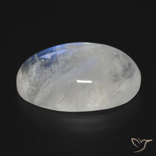 17,81 ctw natürlicher weißer Regenbogen-Mondstein, Oval Schliff, Transparent