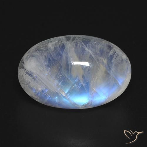 14.99ct Natürlicher Bläulich-weiß Regenbogenmondstein, Oval, Transparent