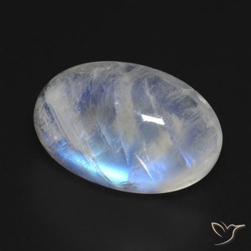 9,17 ctw natürlicher Bläulich-weiß Regenbogenmondstein, Oval, Transparent