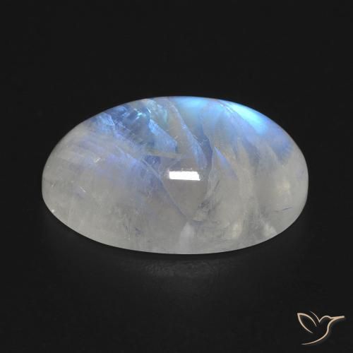 9,17 ctw natürlicher Bläulich-weiß Regenbogenmondstein, Oval, Transparent