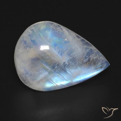 13.49ct Natürlicher Bläulich-weiß Regenbogenmondstein, Birnenform, Transparent