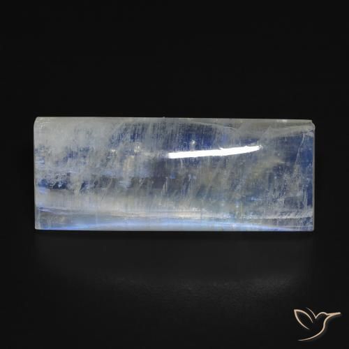 13.71ct Natürlicher Bläulich-weiß Regenbogenmondstein, Baguette, Transparent