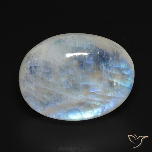 15.57ct Natürlicher Bläulich-weiß Regenbogenmondstein, Oval, Transparent