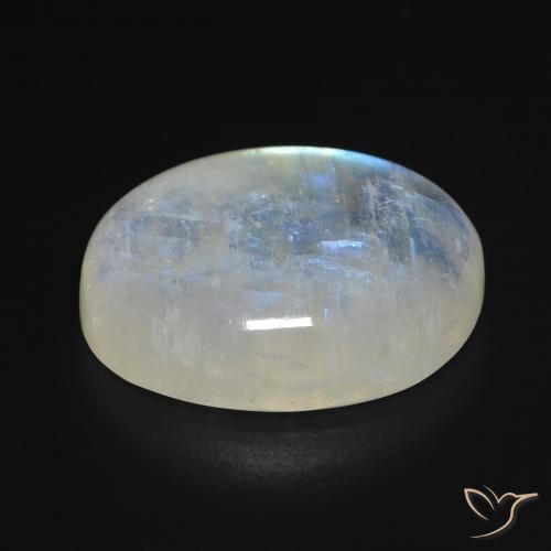 9,17 ctw natürlicher Bläulich-weiß Regenbogenmondstein, Oval, Transparent