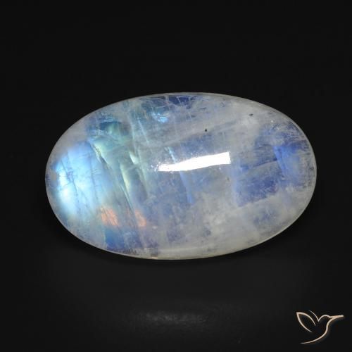 13.28ct Natürlicher Bläulich-weiß Regenbogenmondstein, Oval, Transparent