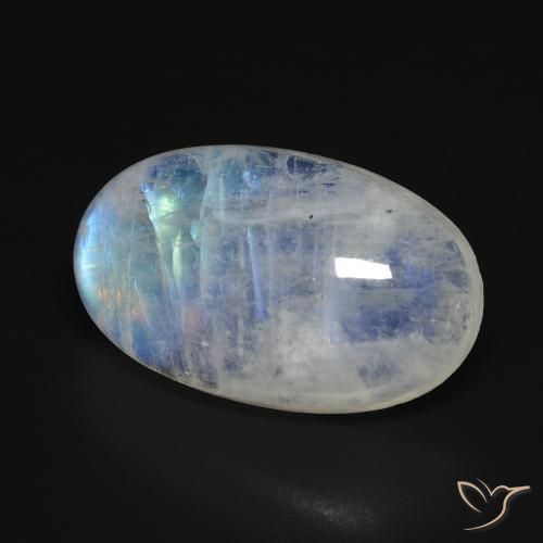 9,17 ctw natürlicher Bläulich-weiß Regenbogenmondstein, Oval, Transparent