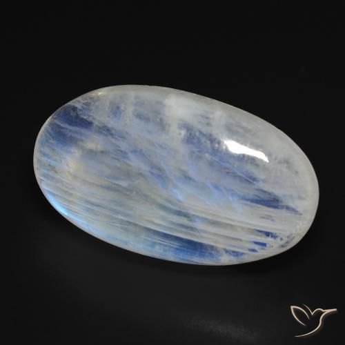 9,17 ctw natürlicher Bläulich-weiß Regenbogenmondstein, Oval, Transparent