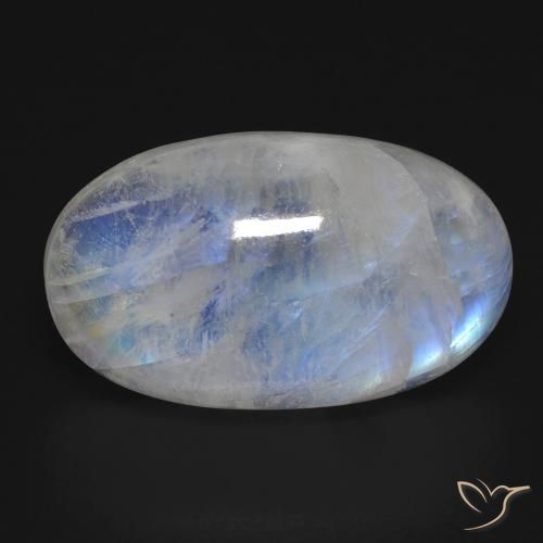 17.81ct Natürlicher Bläulich-weiß Regenbogenmondstein, Oval, Transparent